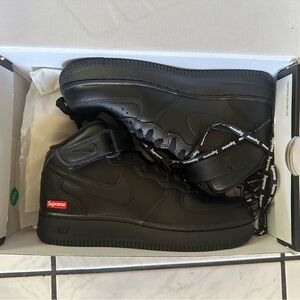 Supreme x Nike Air Force 1 mid black size 5.5 men’s / 7 Women’s